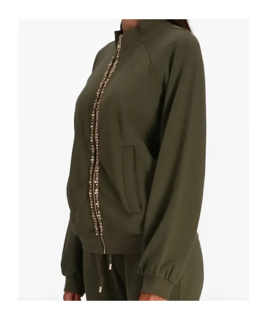 Embellished Zip-Front Bomber Jacket