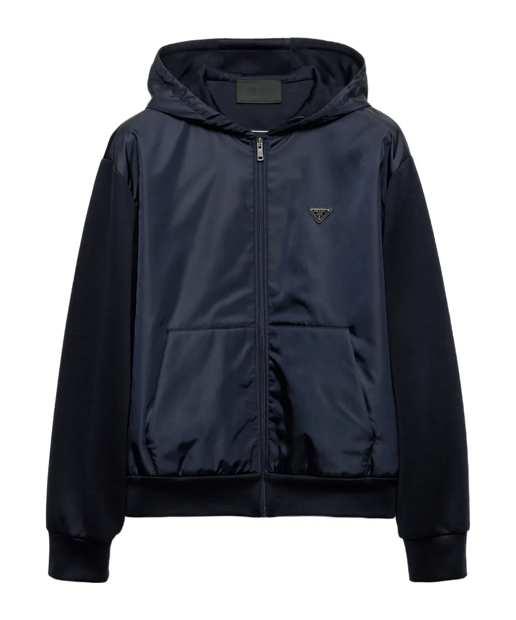 Technical Cotton And Re-Nylon Hoodie