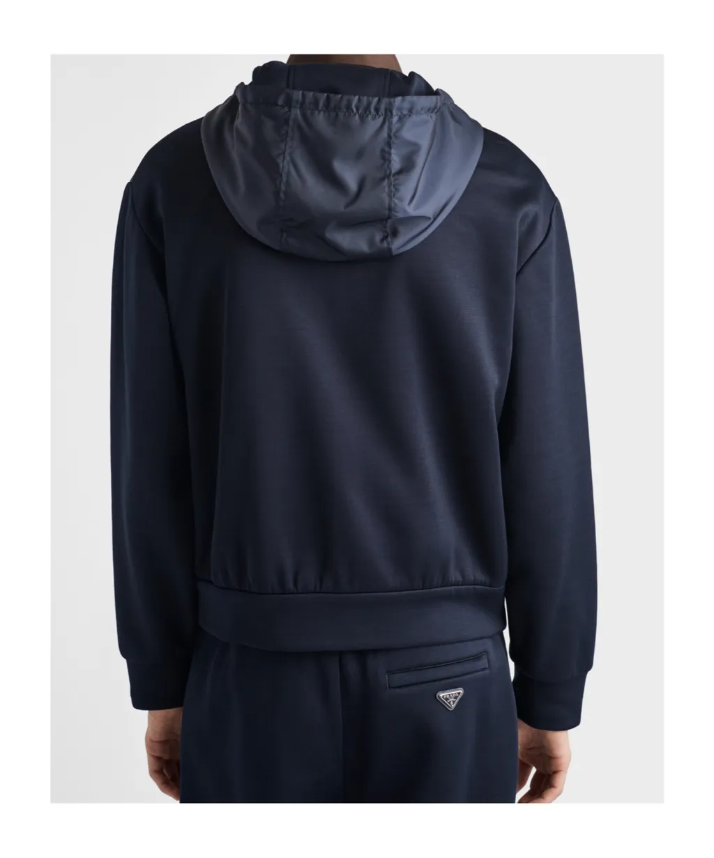 Technical Cotton And Re-Nylon Hoodie