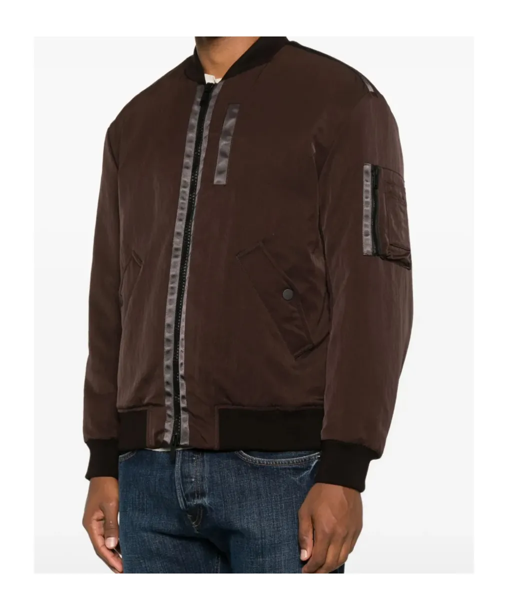 Striped-Panel Bomber Jacket