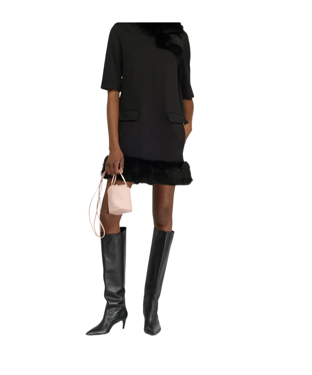 Arcadia Faux Fur Trim Dress