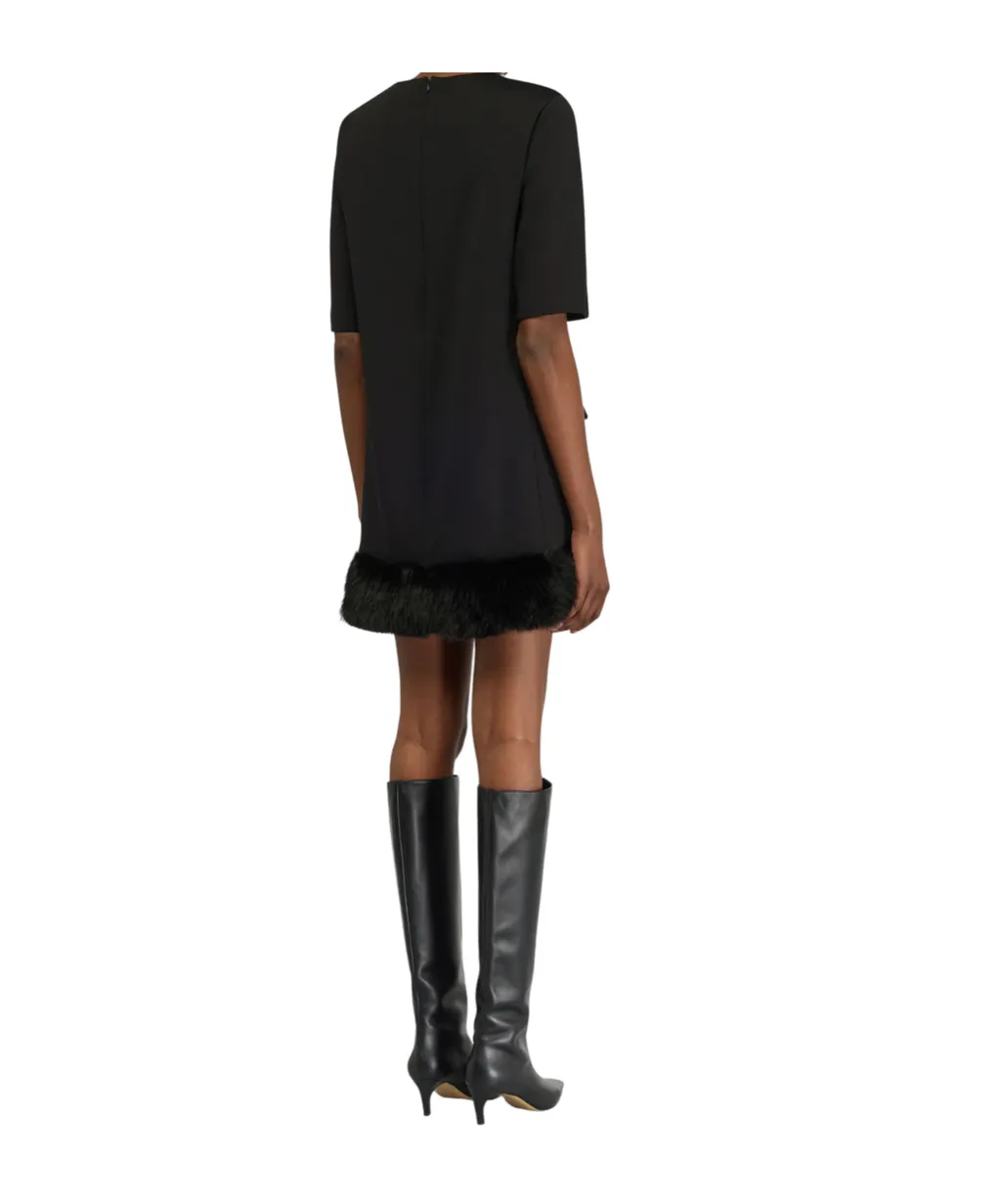 Arcadia Faux Fur Trim Dress