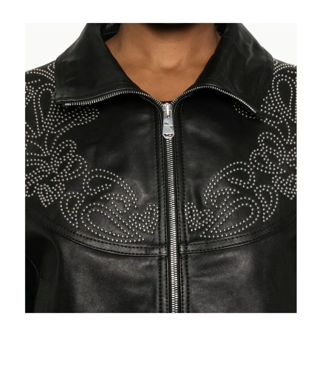 Embellished Leather Jacket