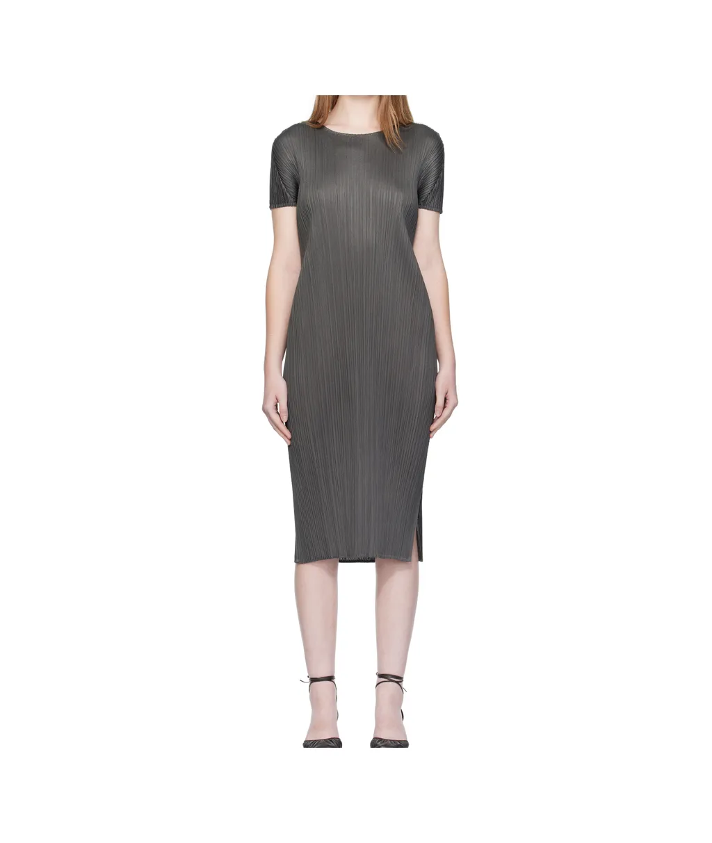 Pleated Short-Sleeved Dress