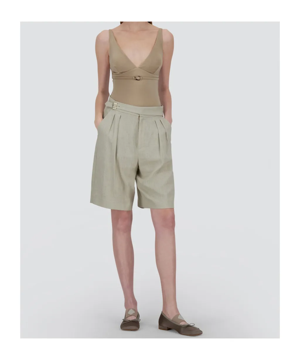 Herno Pleated Belted Shorts