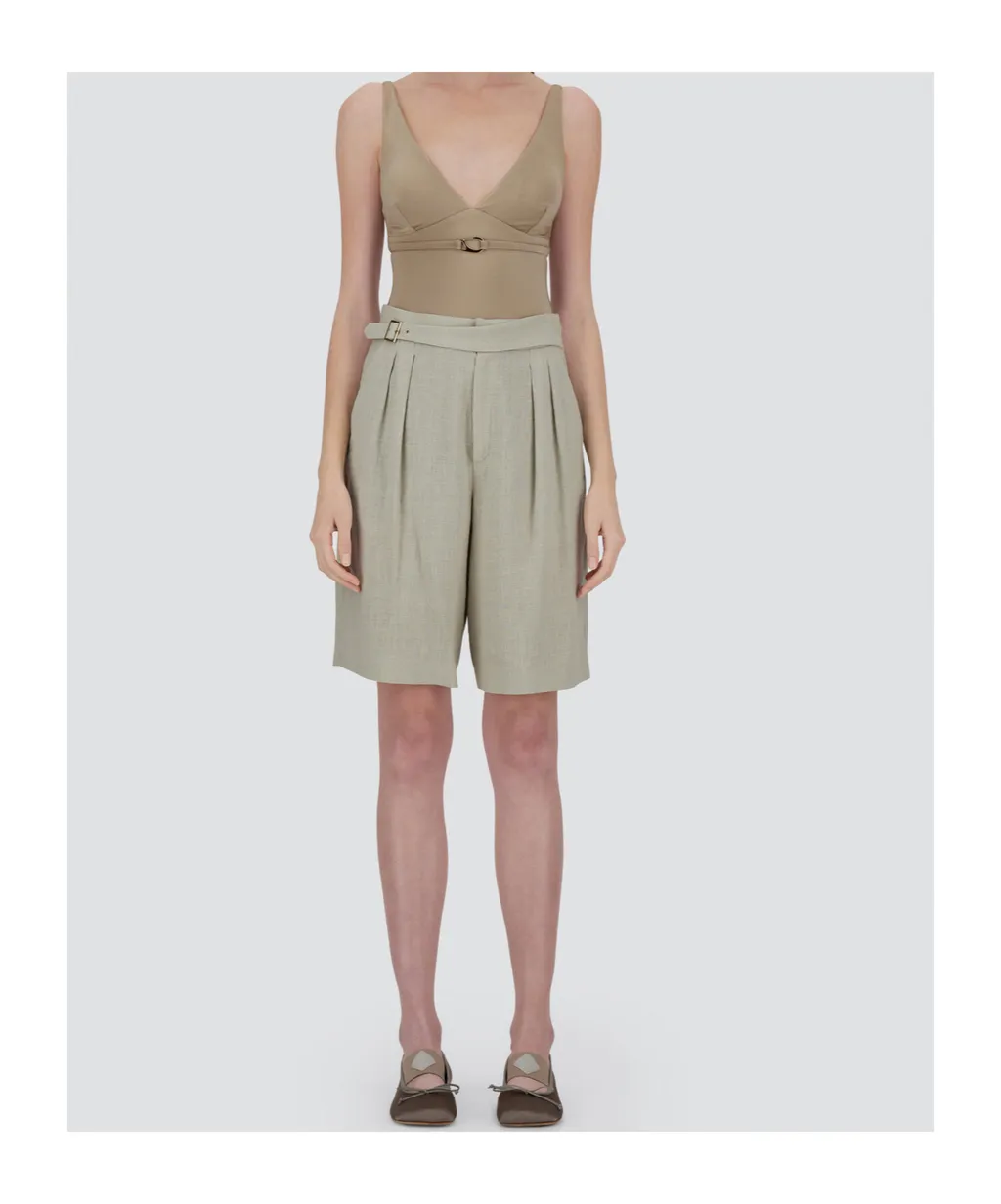Herno Pleated Belted Shorts
