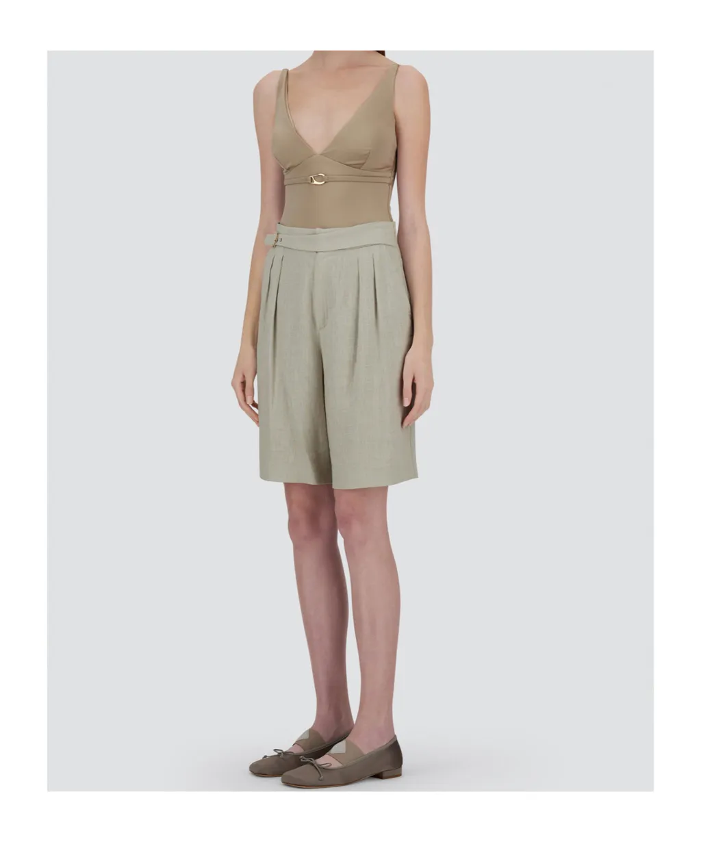 Herno Pleated Belted Shorts