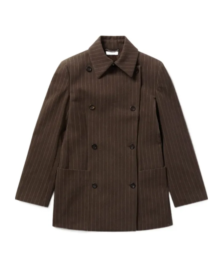 Double-Breasted Pinstripe Blazer