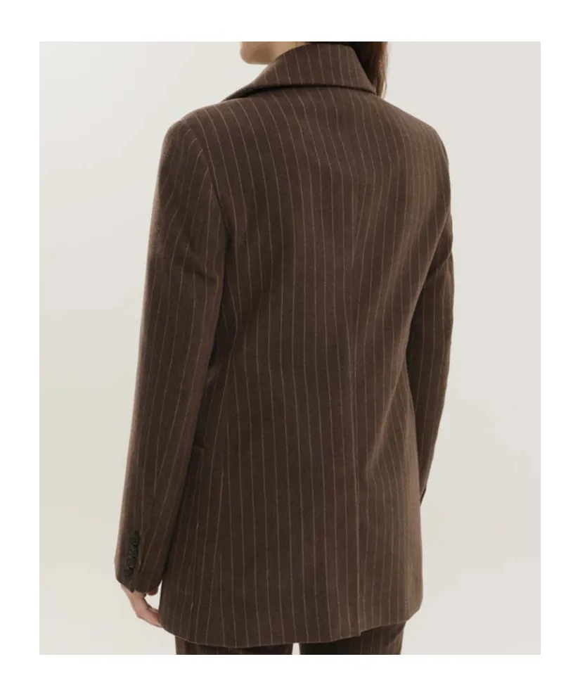 Double-Breasted Pinstripe Blazer