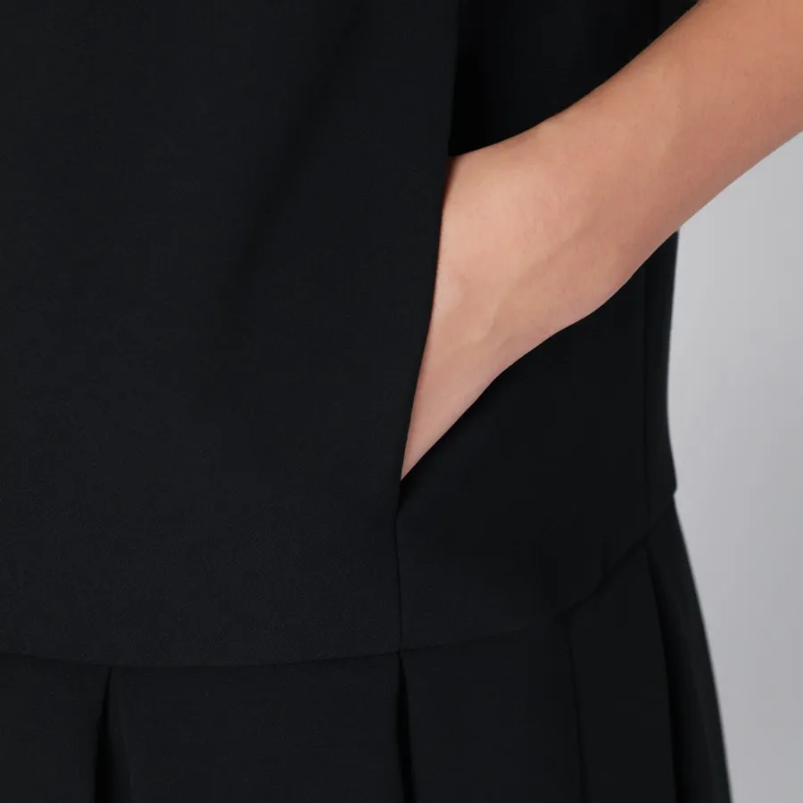 Black Mini Dress With Pleats
