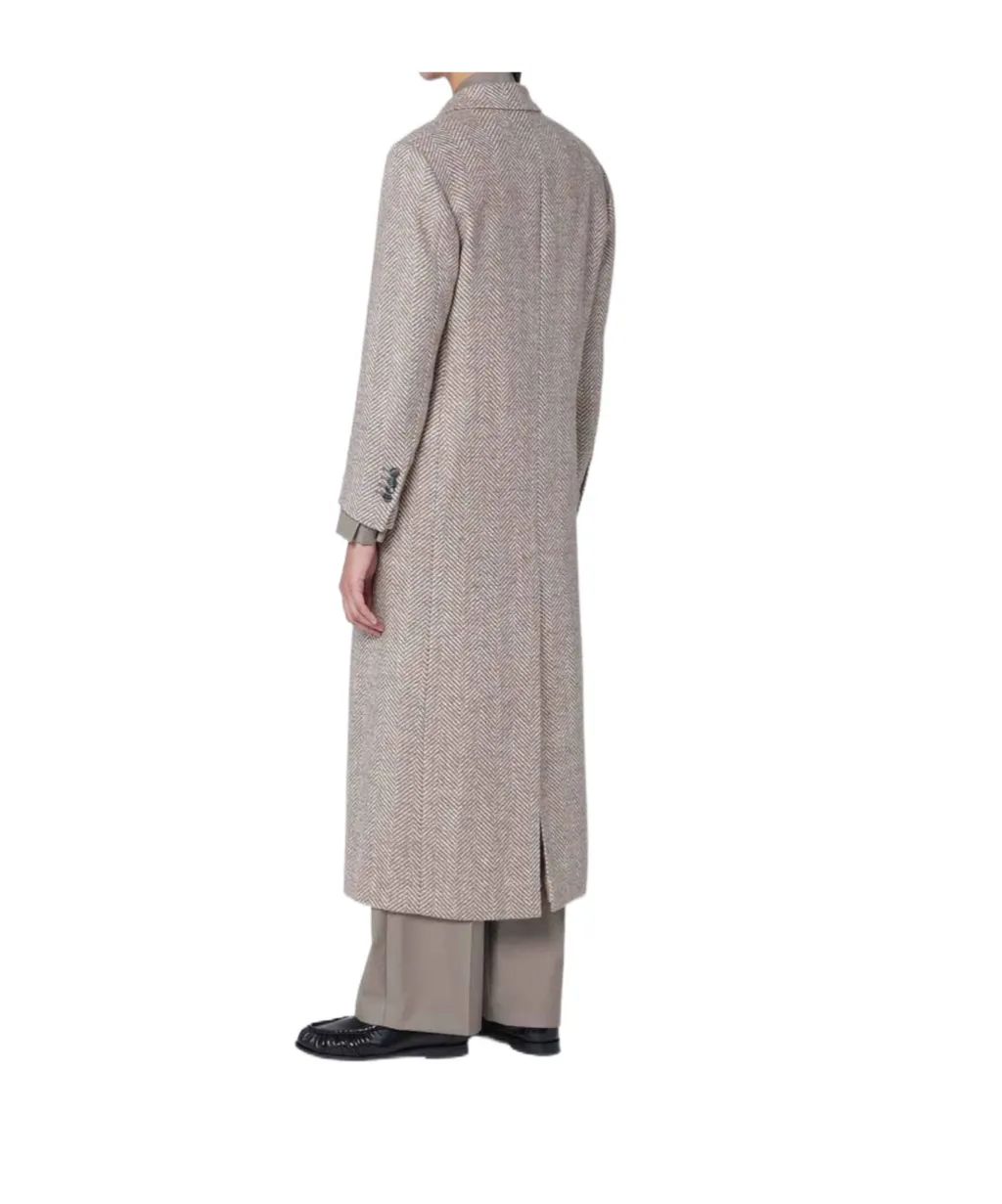 Double-Breasted Herringbone Coat