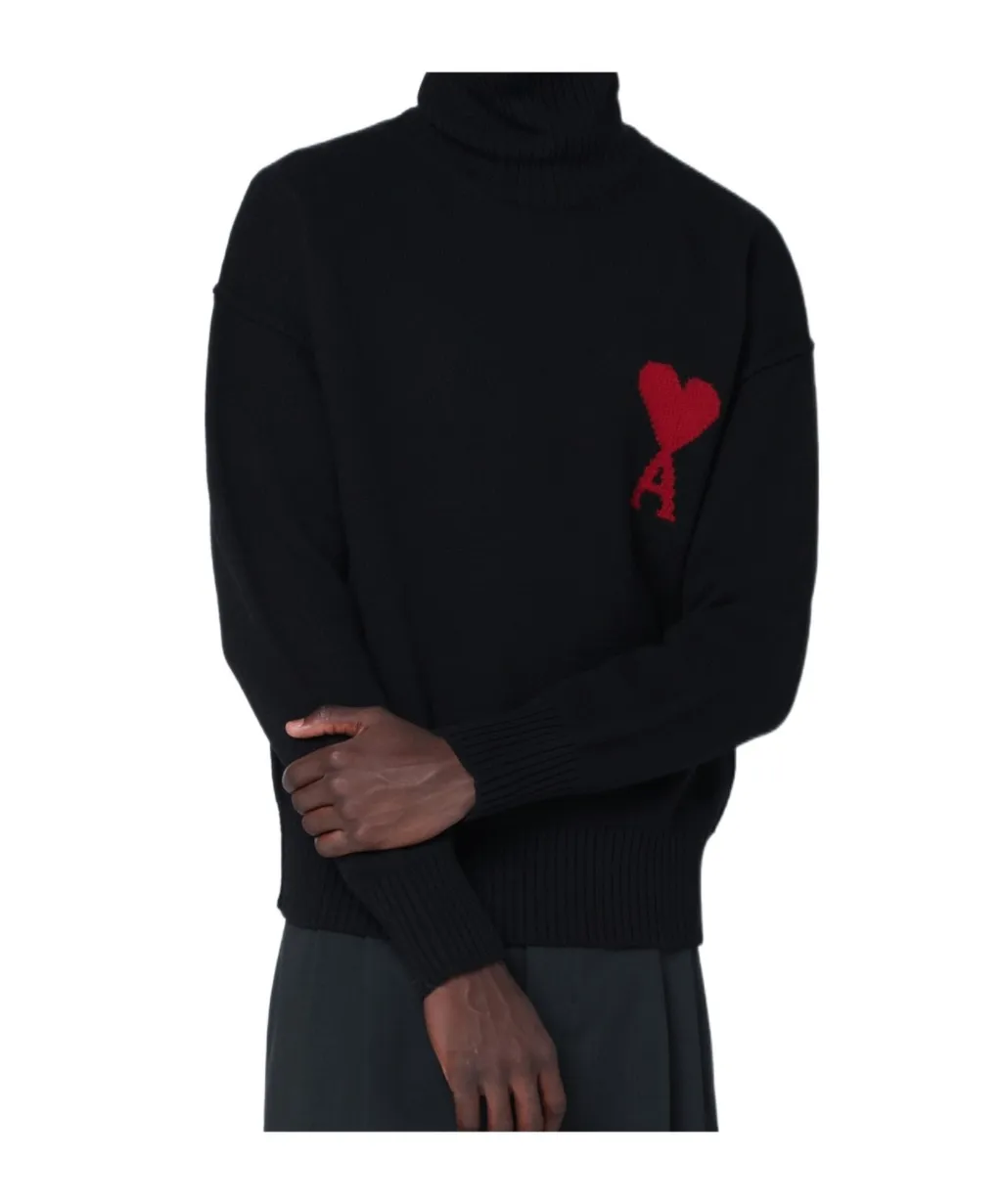 Ami Paris Ami De Coeur Funnel Neck Sweater