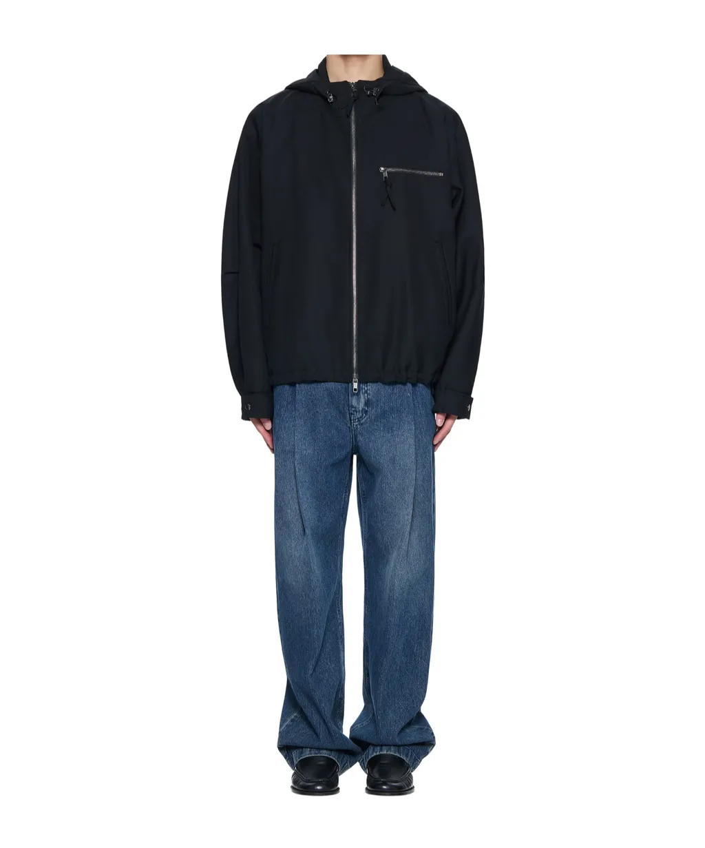 Black Hooded Wool Jacket