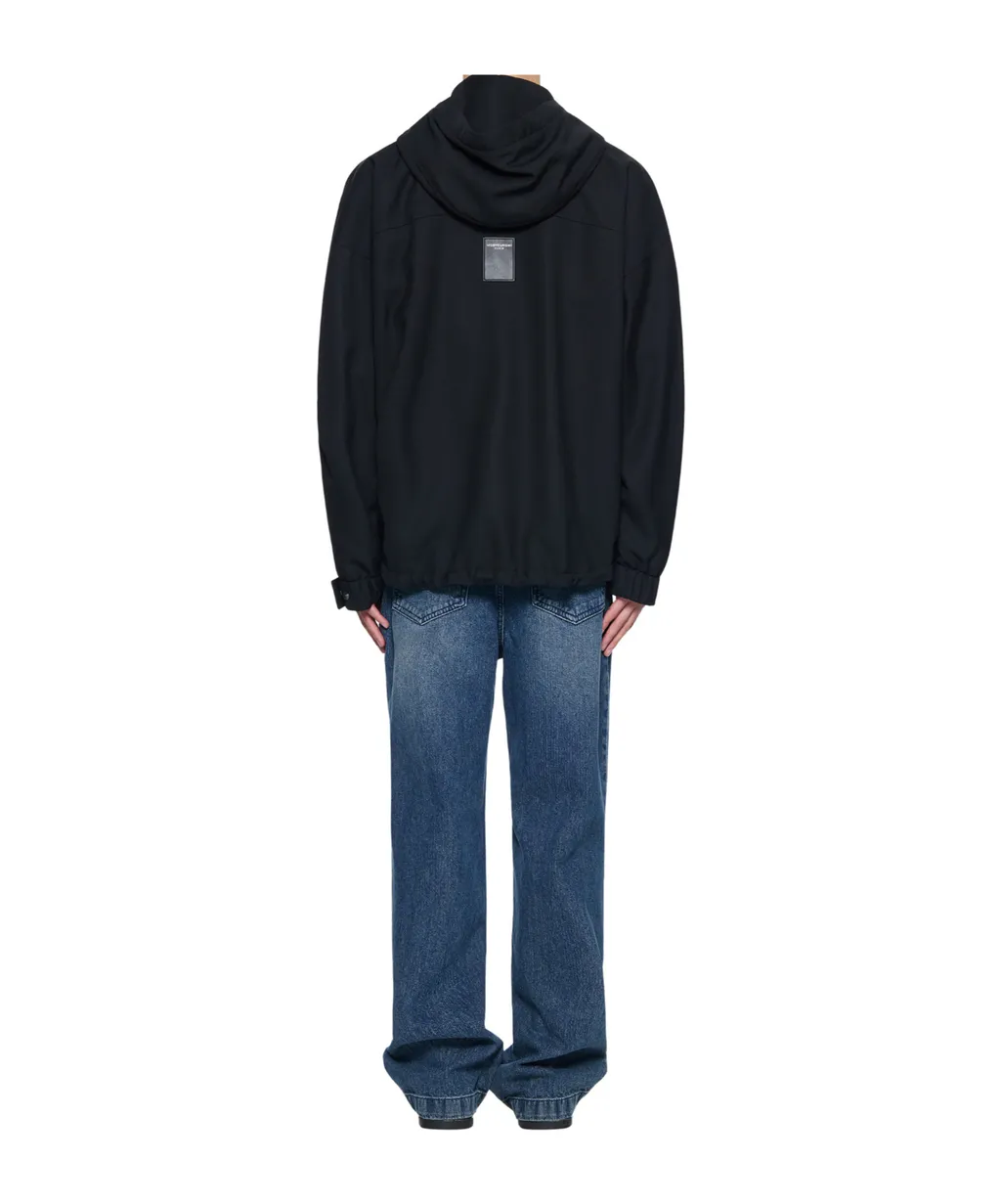 Black Hooded Wool Jacket