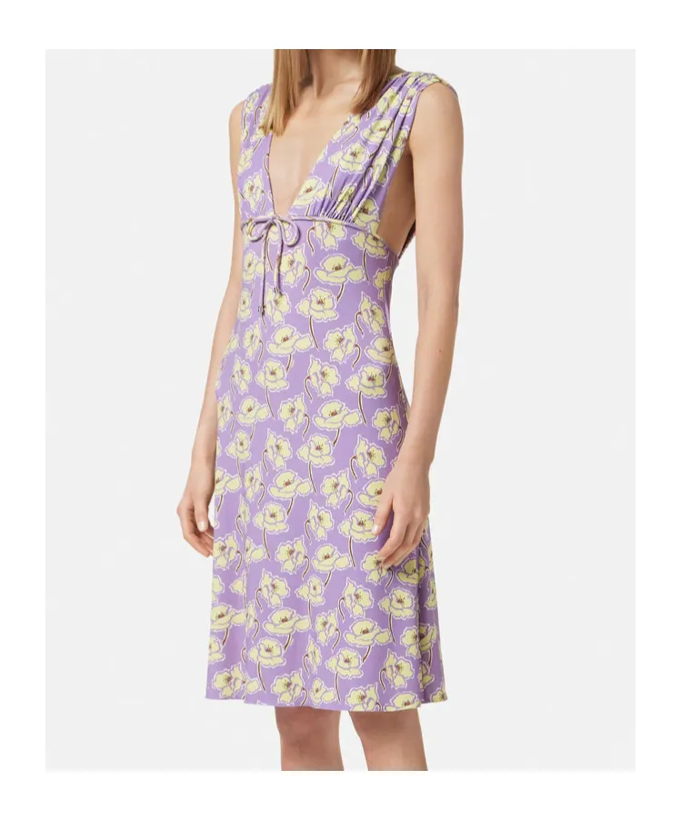 Poppies V-Neck Midi Dress