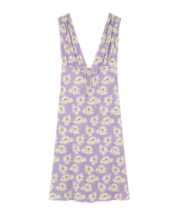 Poppies V-Neck Midi Dress