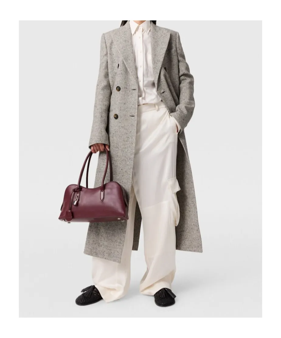 Double-Breasted Tweed Long Coat