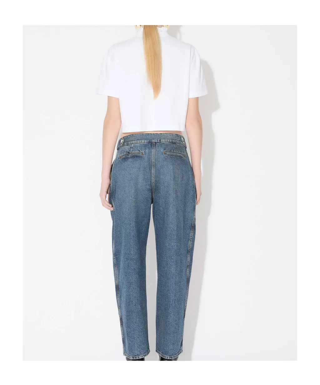 Ruffled-Neck Crop T-Shirt