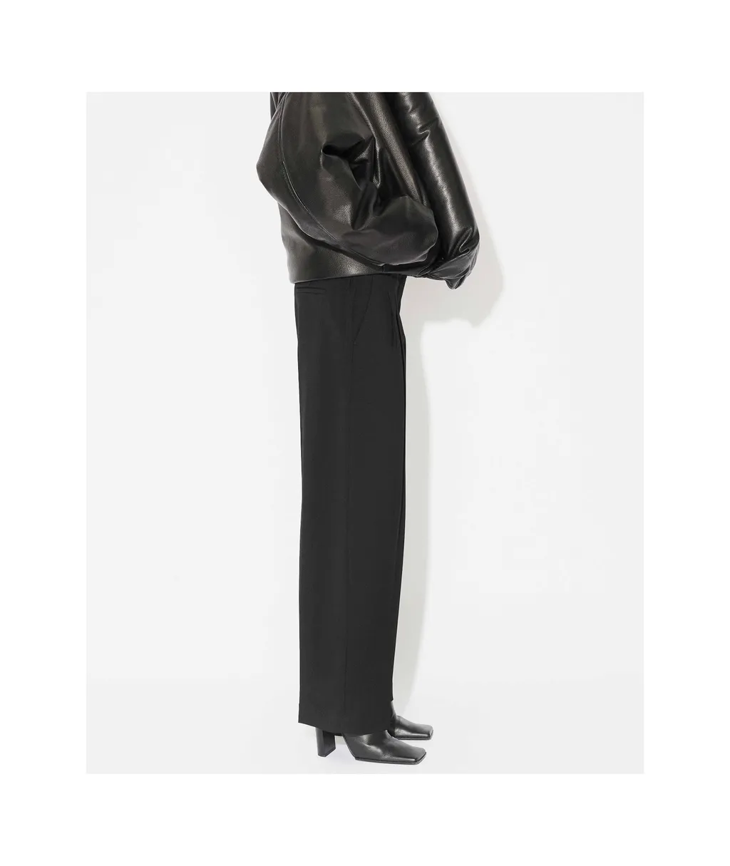 Virgin Wool Blend Straight-Leg Trousers