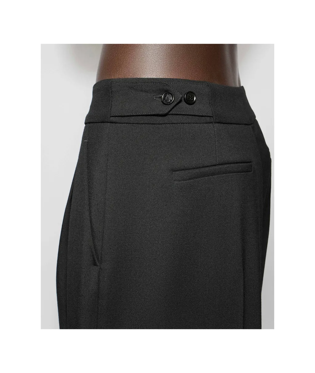 Virgin Wool Blend Straight-Leg Trousers