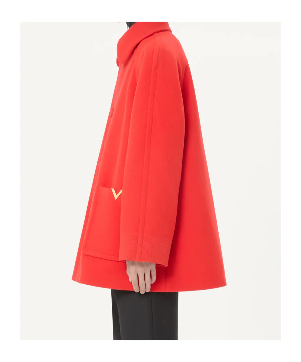 Valentino Logo Plaque Button-Up Coat