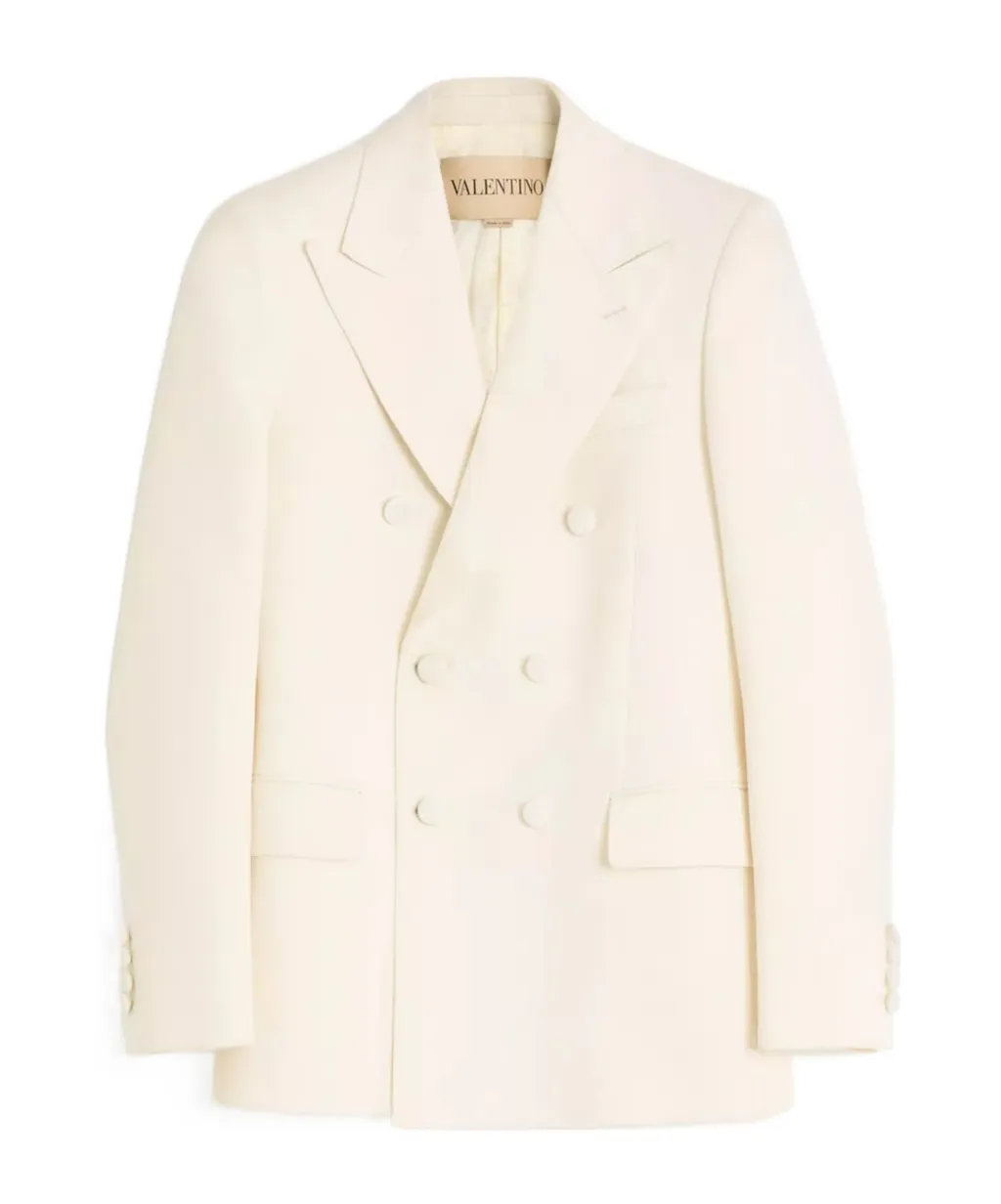 Double-Breasted Peak-Lapel Blazer