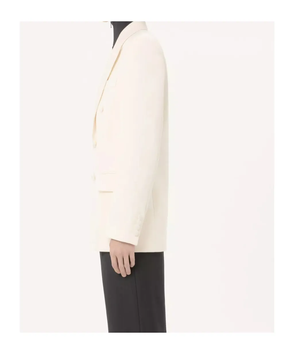 Double-Breasted Peak-Lapel Blazer