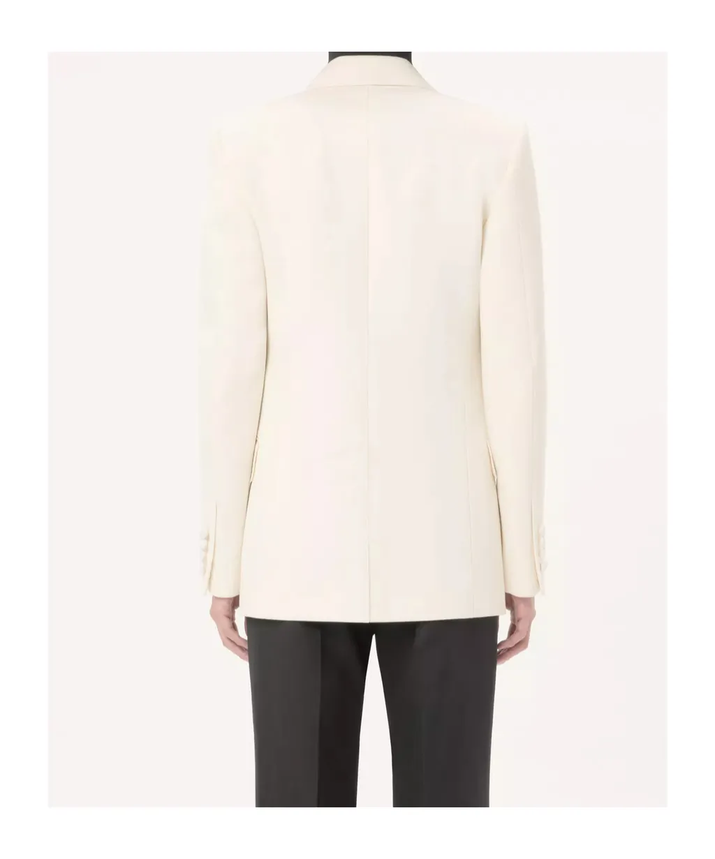 Double-Breasted Peak-Lapel Blazer