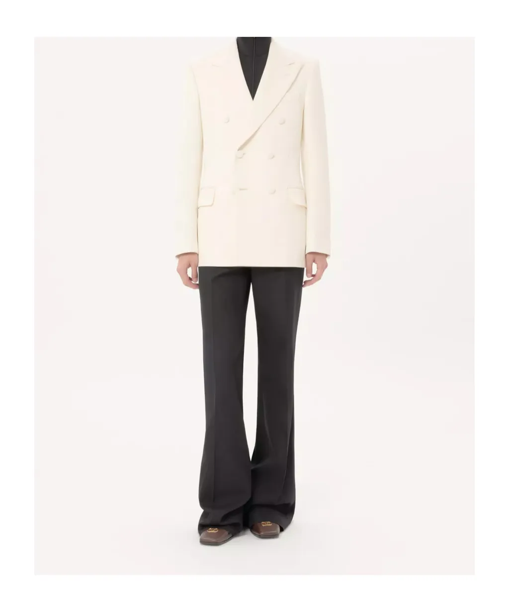 Double-Breasted Peak-Lapel Blazer