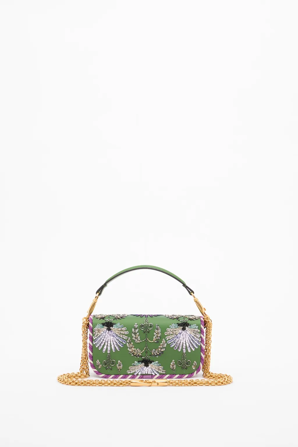 Valentino Garavani Locò Small Embroidered Shoulder Bag With Jewel Logo