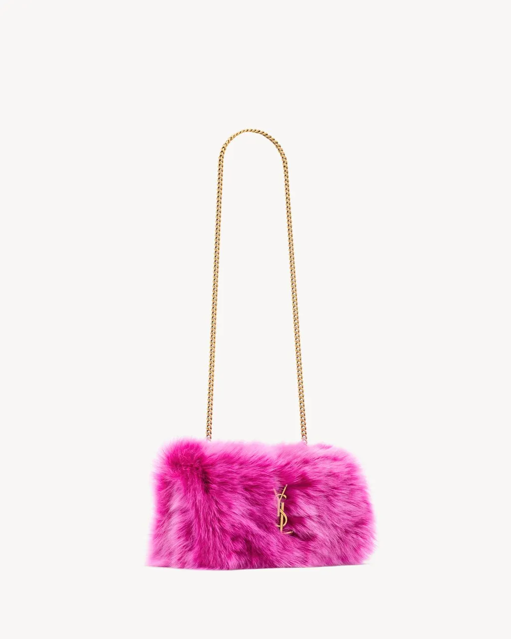 Saint Laurent Logo Plaque Fluffy Shoulder Bag