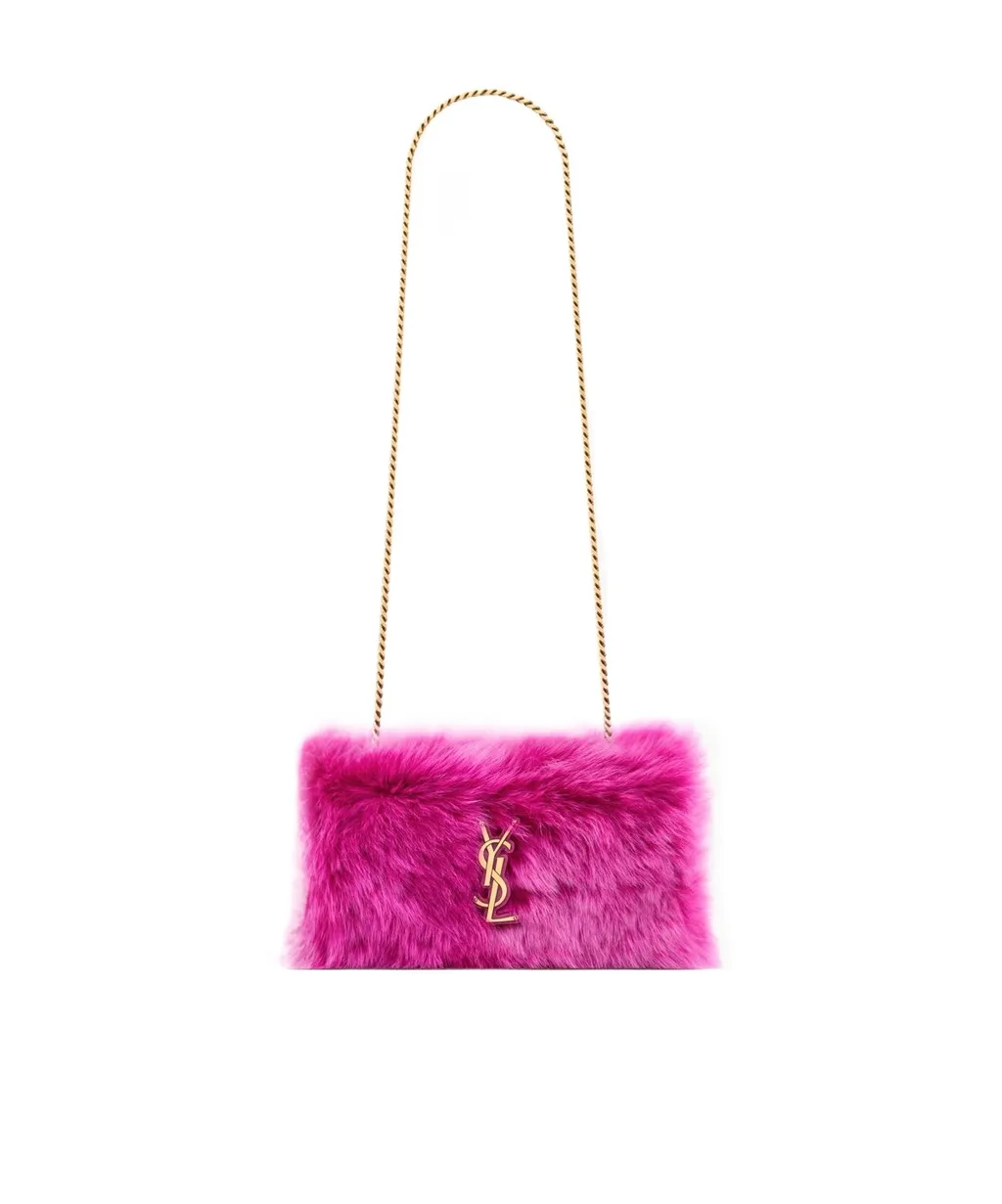 Saint Laurent Logo Plaque Fluffy Shoulder Bag