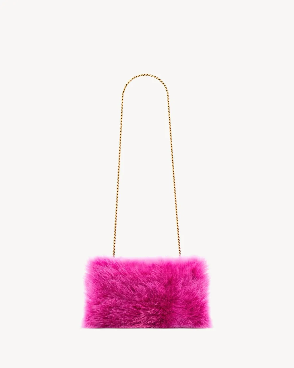 Saint Laurent Logo Plaque Fluffy Shoulder Bag