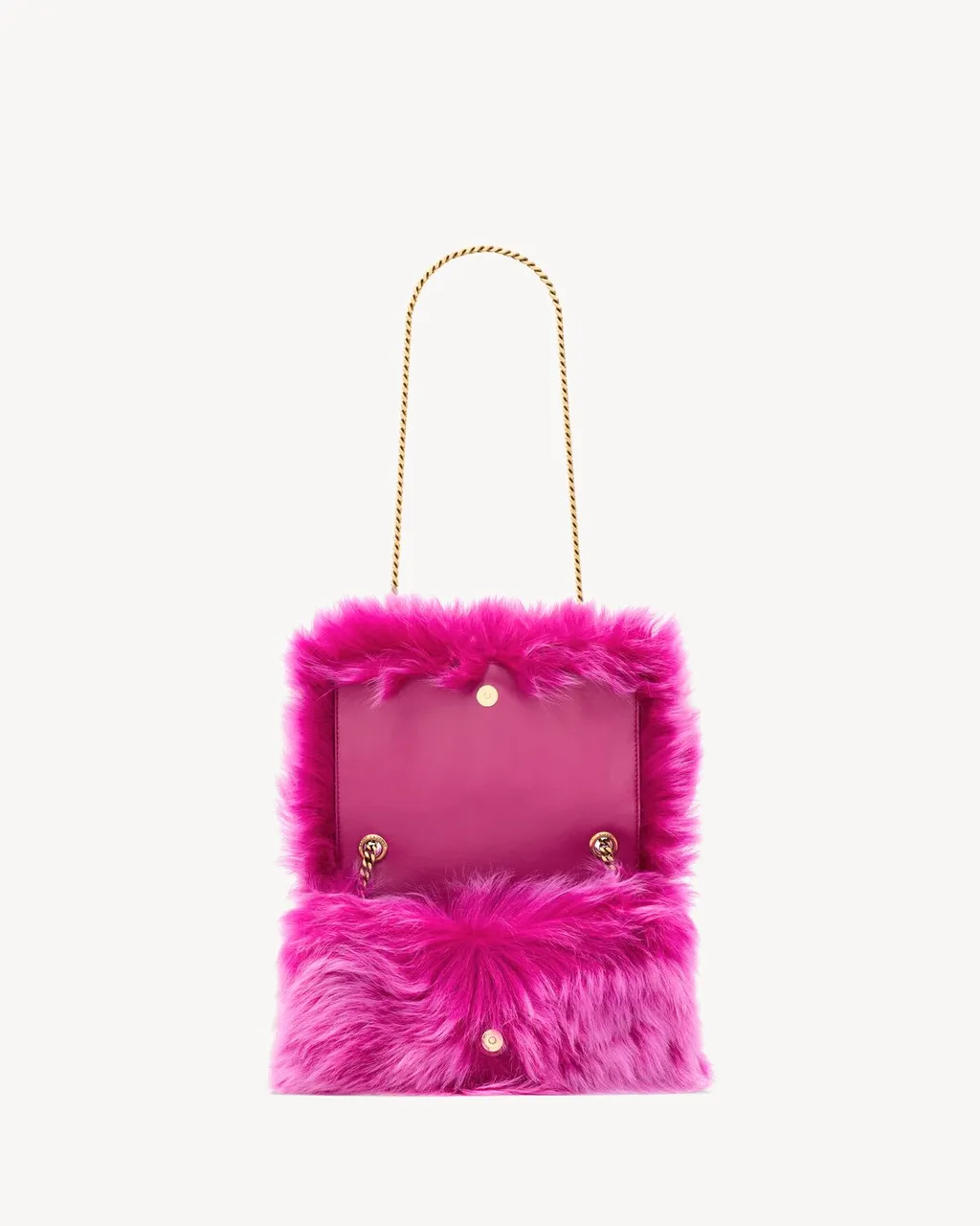 Saint Laurent Logo Plaque Fluffy Shoulder Bag