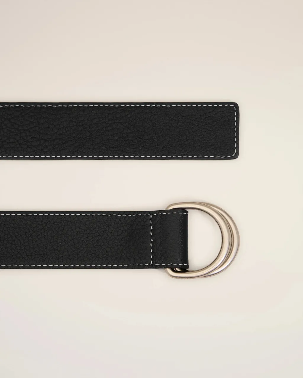 Black Supple Leather Double Buckle 35Mm Belt