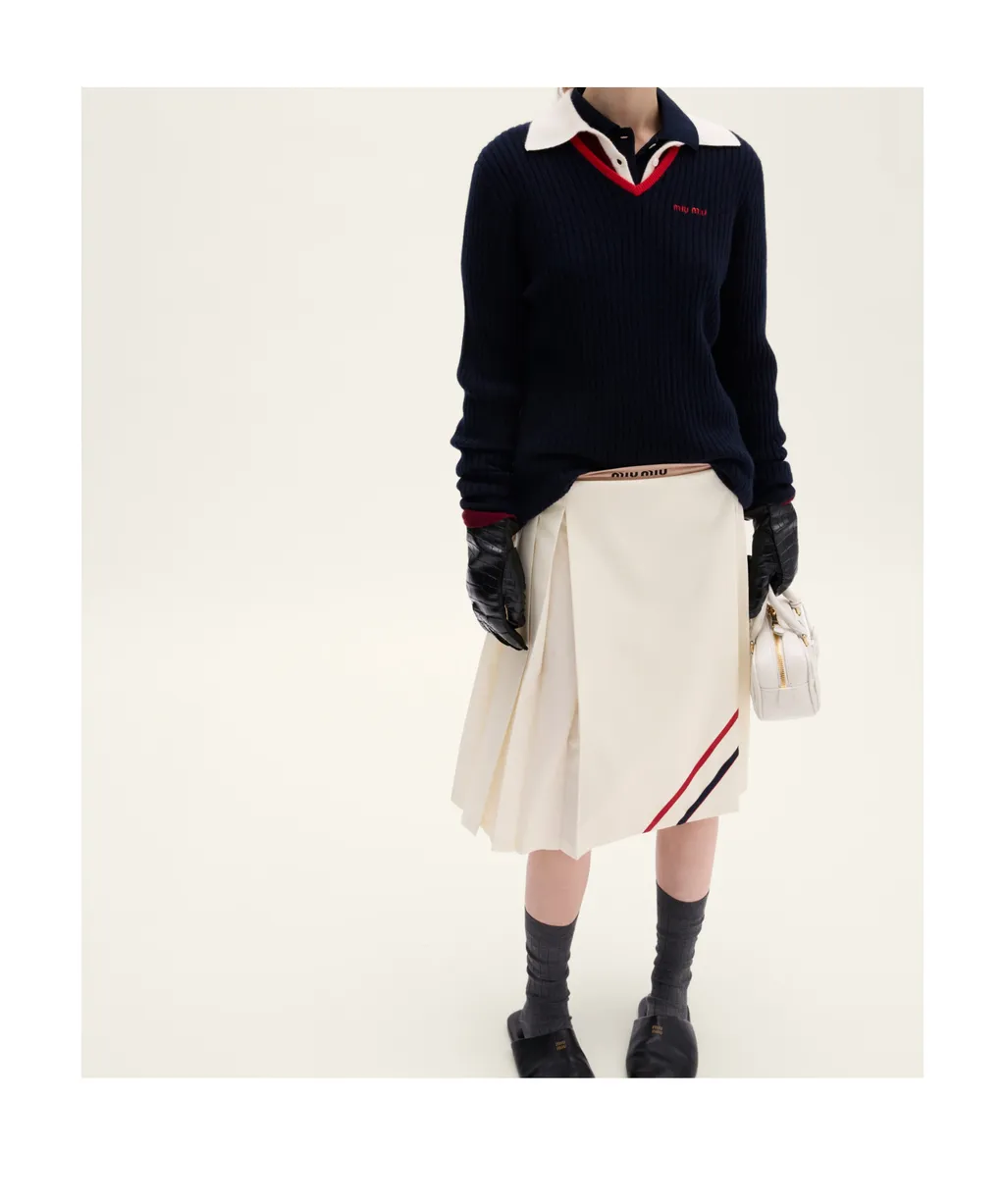 Pleated Mohair Fabric Skirt