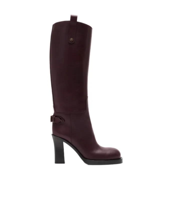Leather Cavalier Heel Boots