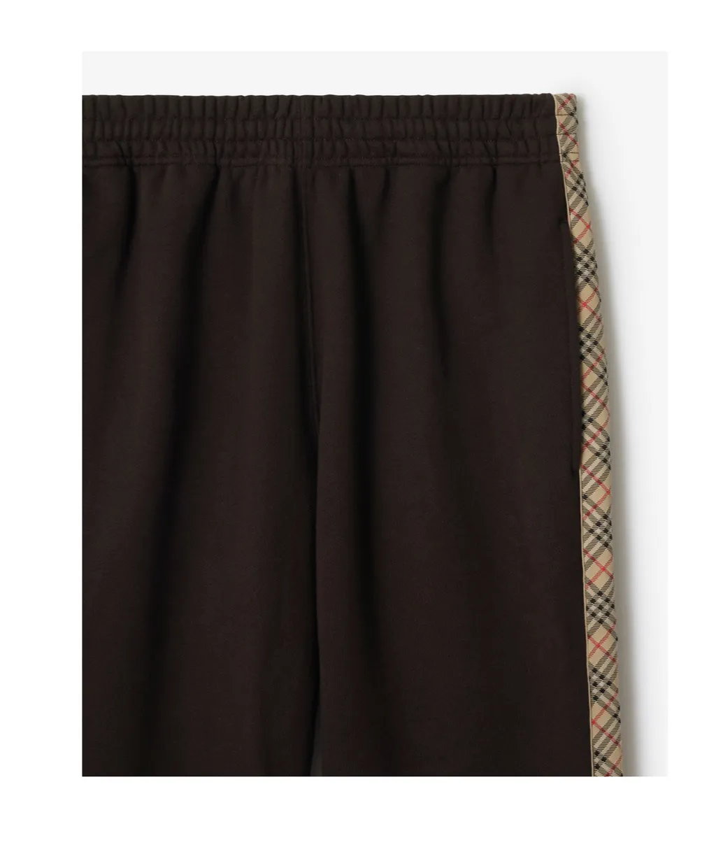 Check Trim Cotton Jogging Pants