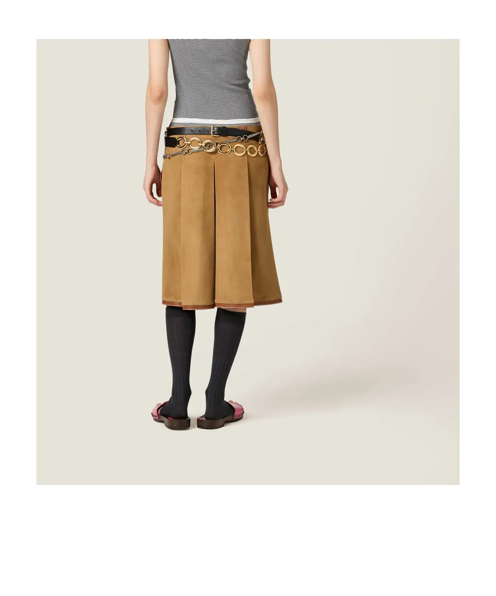 Pleated Suede Skirt