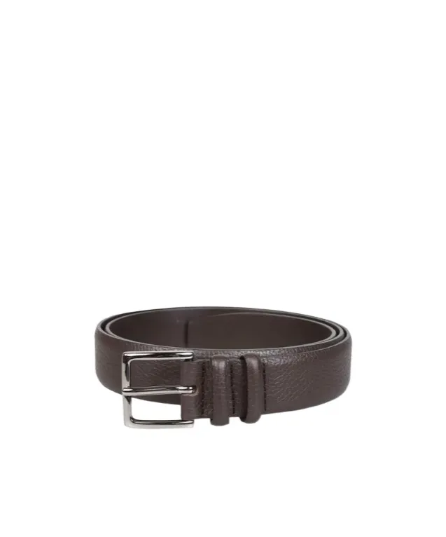 Pebble-Grain Leather Belt