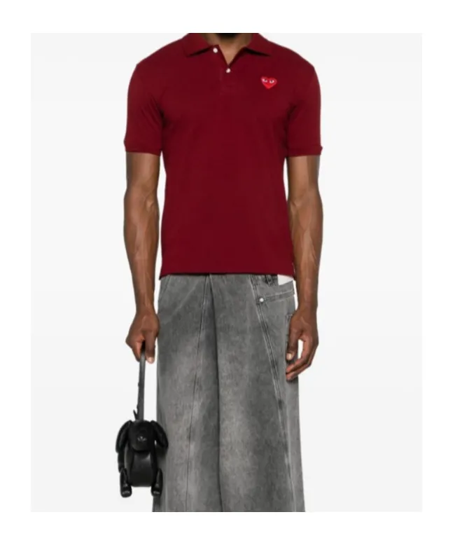 Comme Des GarÇOns Play Heart Embroidered Polo Shirt