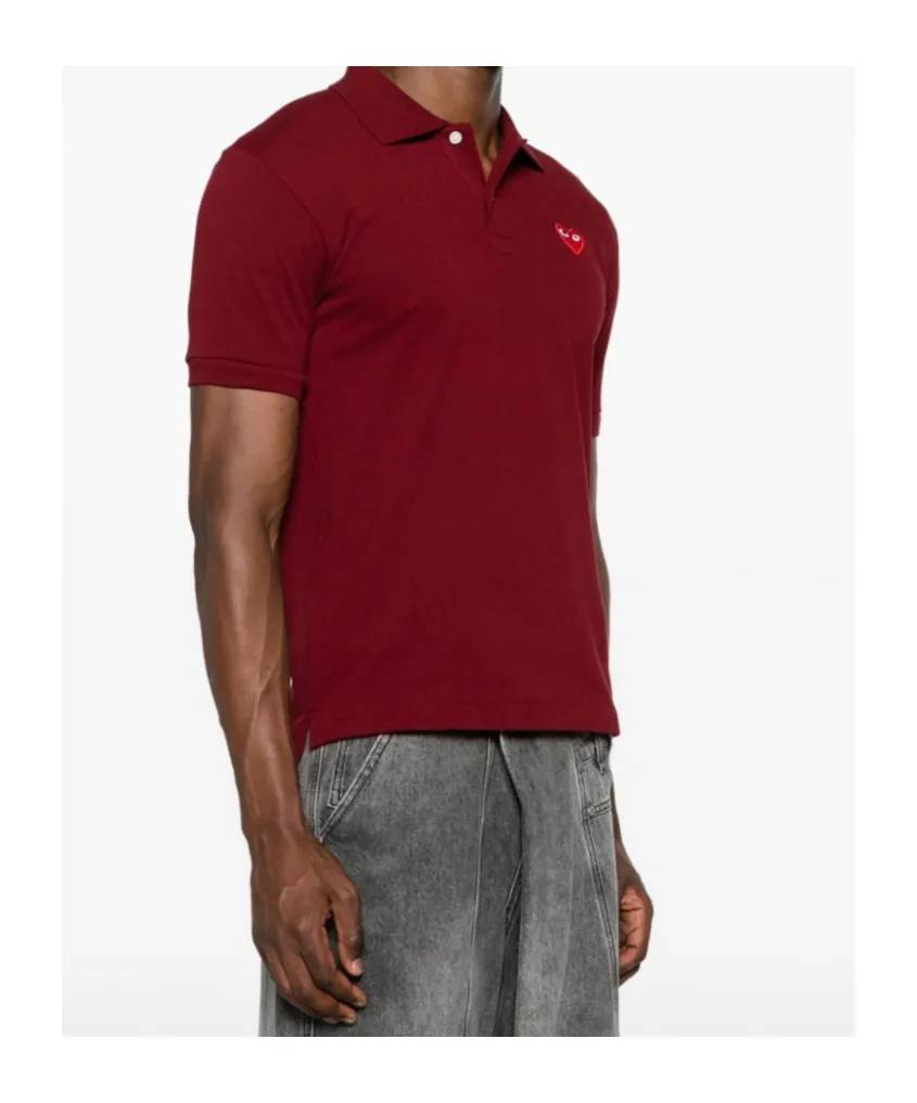 Comme Des GarÇOns Play Heart Embroidered Polo Shirt