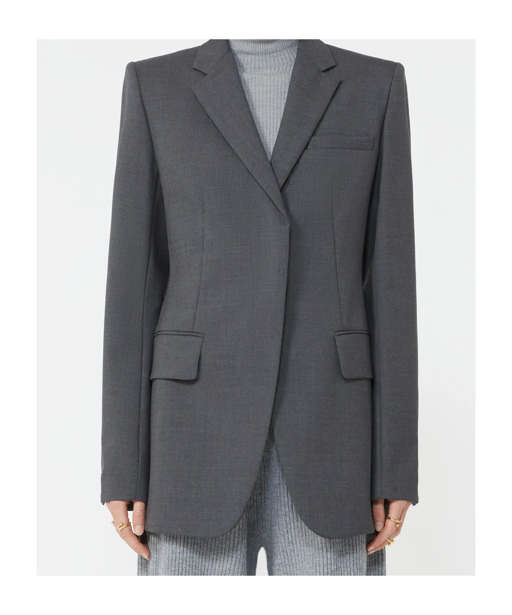 Button-Cuff Single-Breasted Blazer