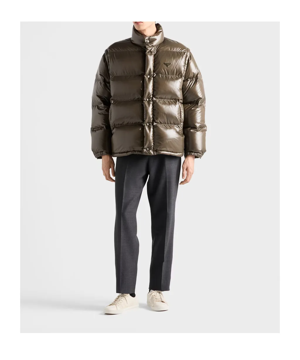 Prada Logo Plaque High Neck Puffer Jacket