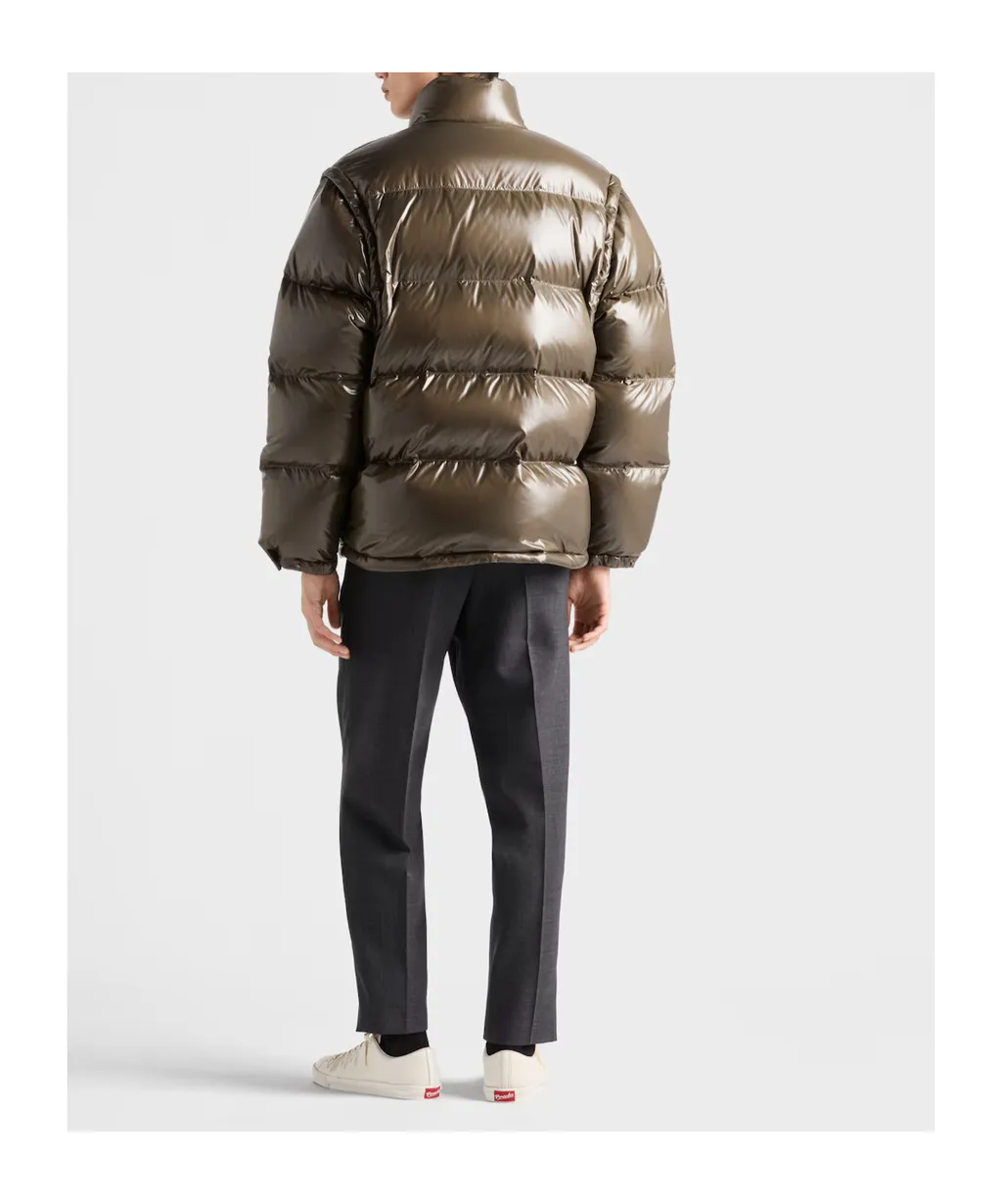 Prada Logo Plaque High Neck Puffer Jacket