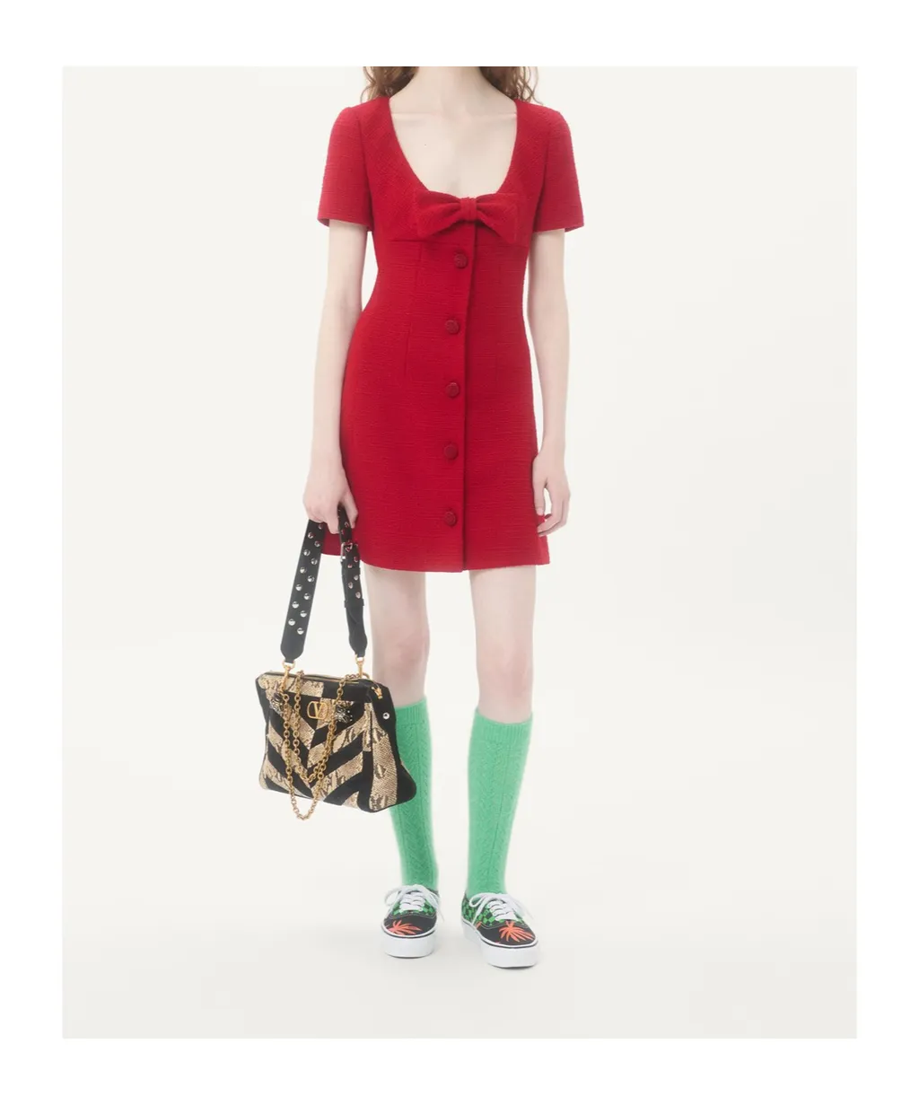 Short Dress In Plain Wool Tweed