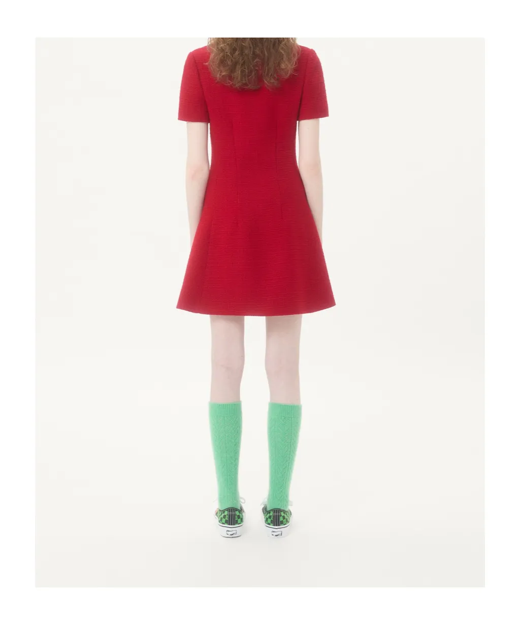 Short Dress In Plain Wool Tweed