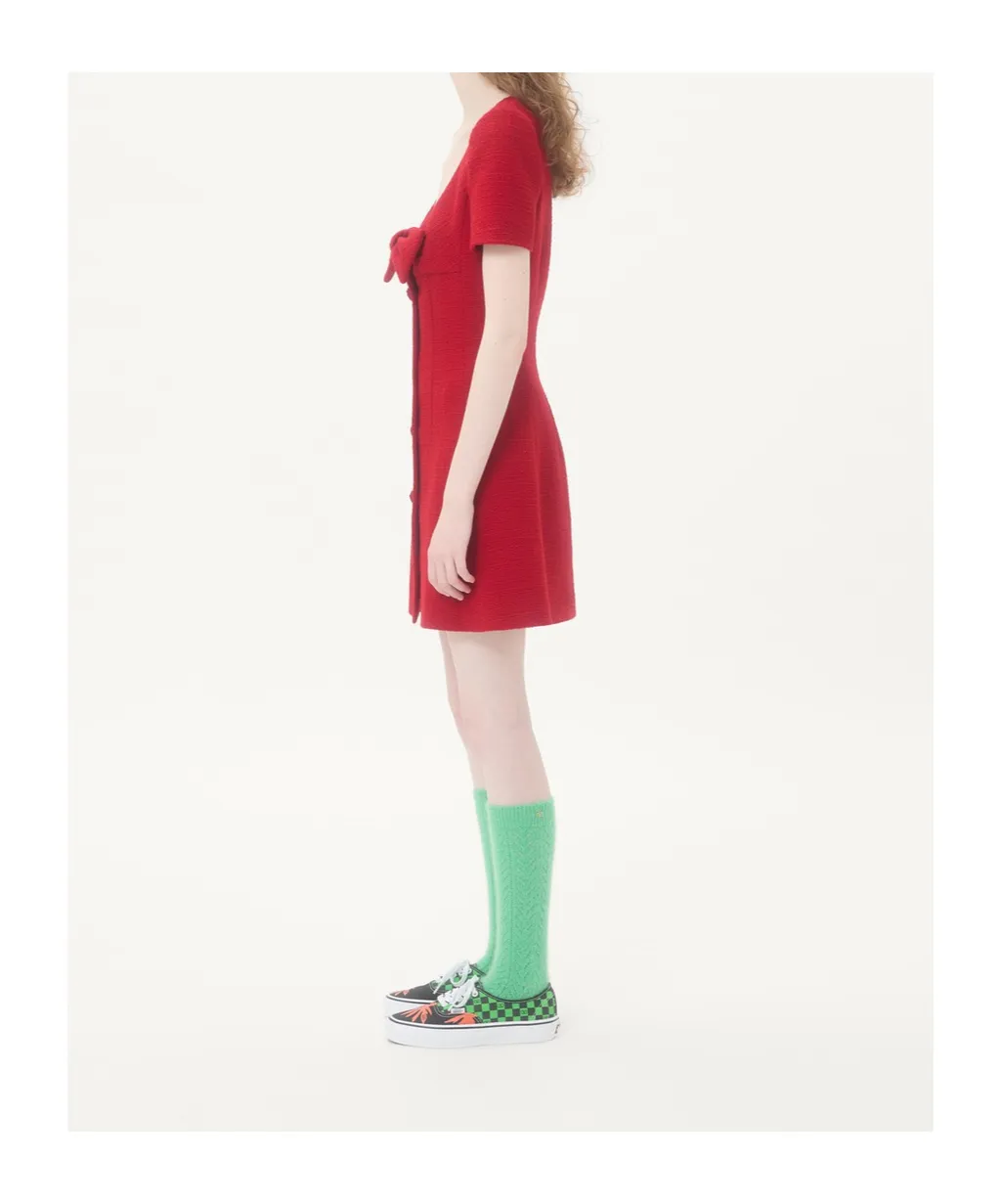 Short Dress In Plain Wool Tweed