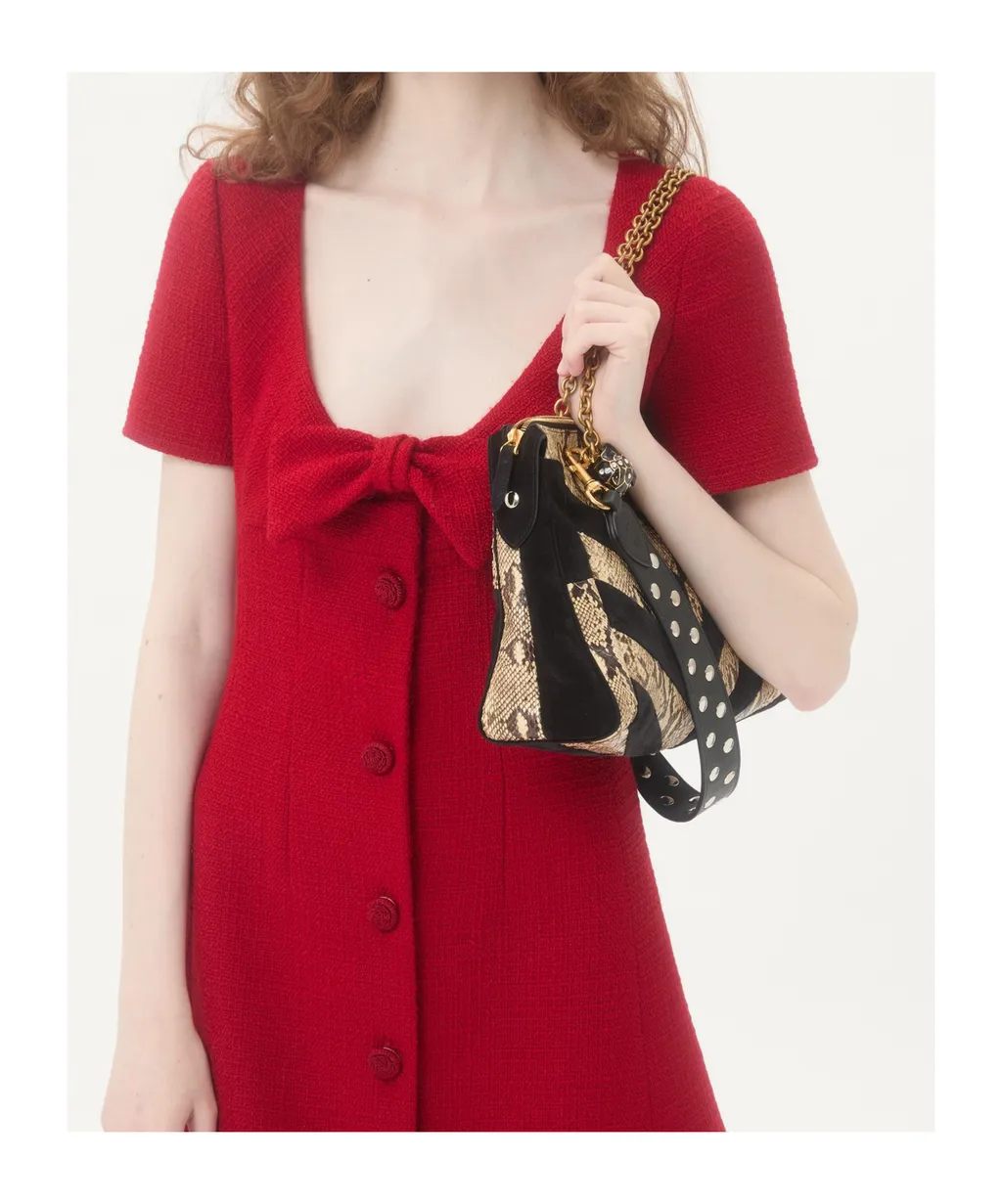 Short Dress In Plain Wool Tweed