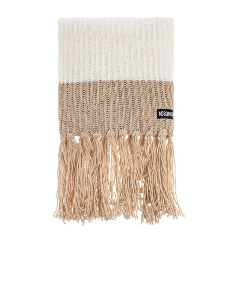 Ribbed-Knit Fringed Scarf